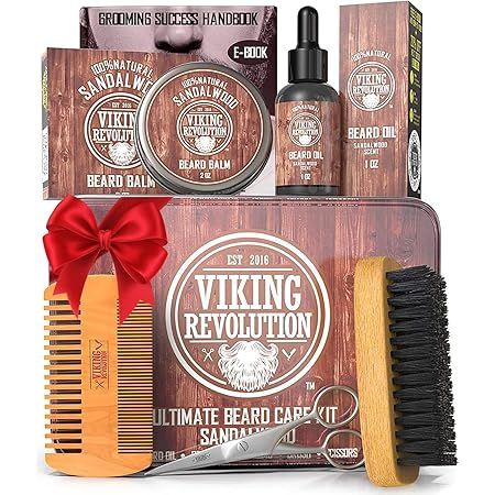 Beard Grooming & Trimming Kit for Men Care - Beard Brush, Beard Comb, Unscented Beard Oil Leave i... | Amazon (US)