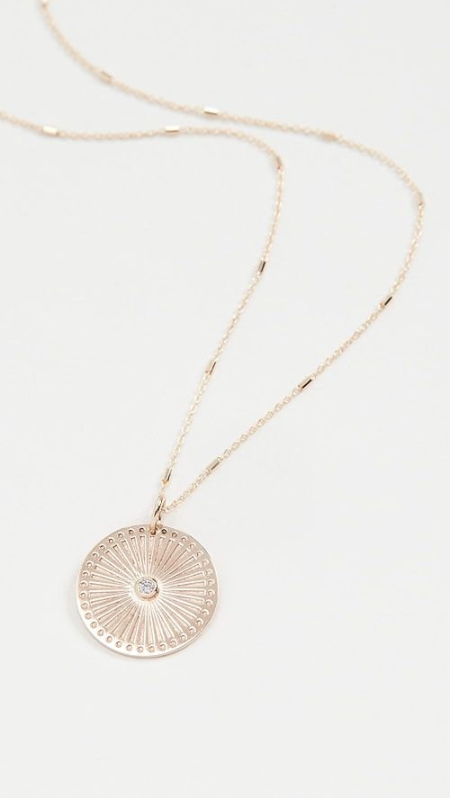 14k Small Sunbeam Medallion Necklace | Shopbop