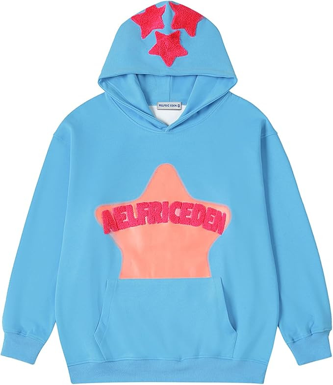 Aelfric Eden Womens Graphic Hoodies Pink Star Print Hoodie Unisex Oversized Hoodies Long Sleeve P... | Amazon (US)