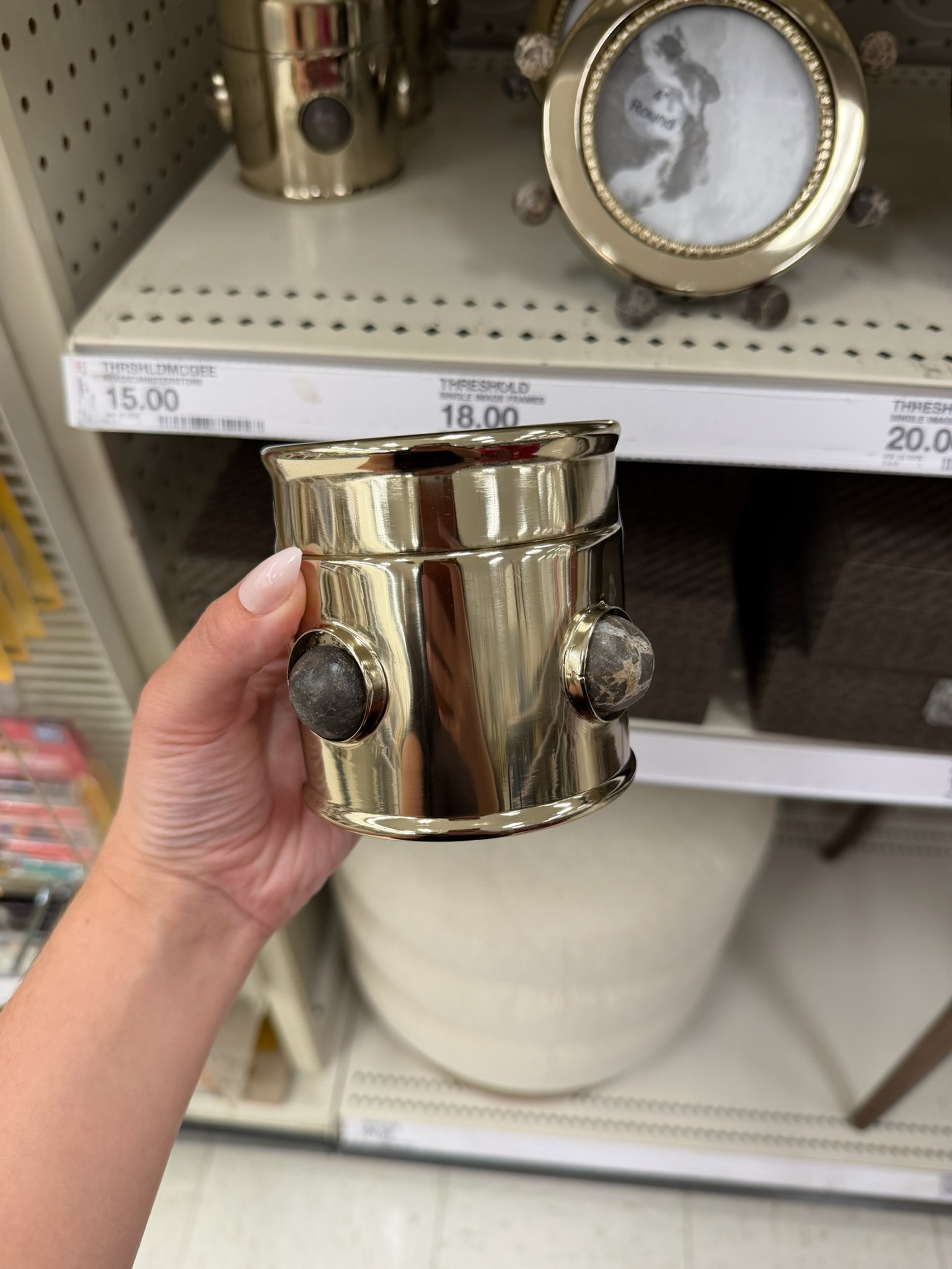 This Studio McGee canister looks so much more expensive than $15 ✨ The brass finish mixed with the stone details gives it that elevated designer look, and I could see it styled on a bathroom vanity, kitchen counter, or bookshelf. One of those little decor pieces that instantly makes a space feel more polished. wedding guest dress summer, summer outfits, fathers day gift guide, summer dresses, country concert outfits, date night outfits, business casual workwear, work outfits, vacation outfits beach, travel outfits, home decor, target finds, studio mcgee

 

 #LTKSeasonal #LTKHome