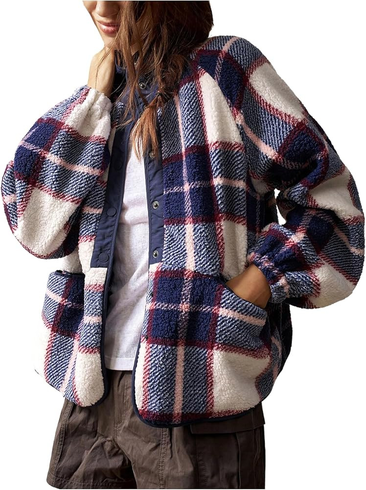 Milumia Women's Plaid Print Flannel Jackets Long Sleeve Button Down Shirts Fall Outerwear | Amazon (US)