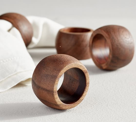 Chateau Handcrafted Acacia Wood Napkin Rings | Pottery Barn (US)