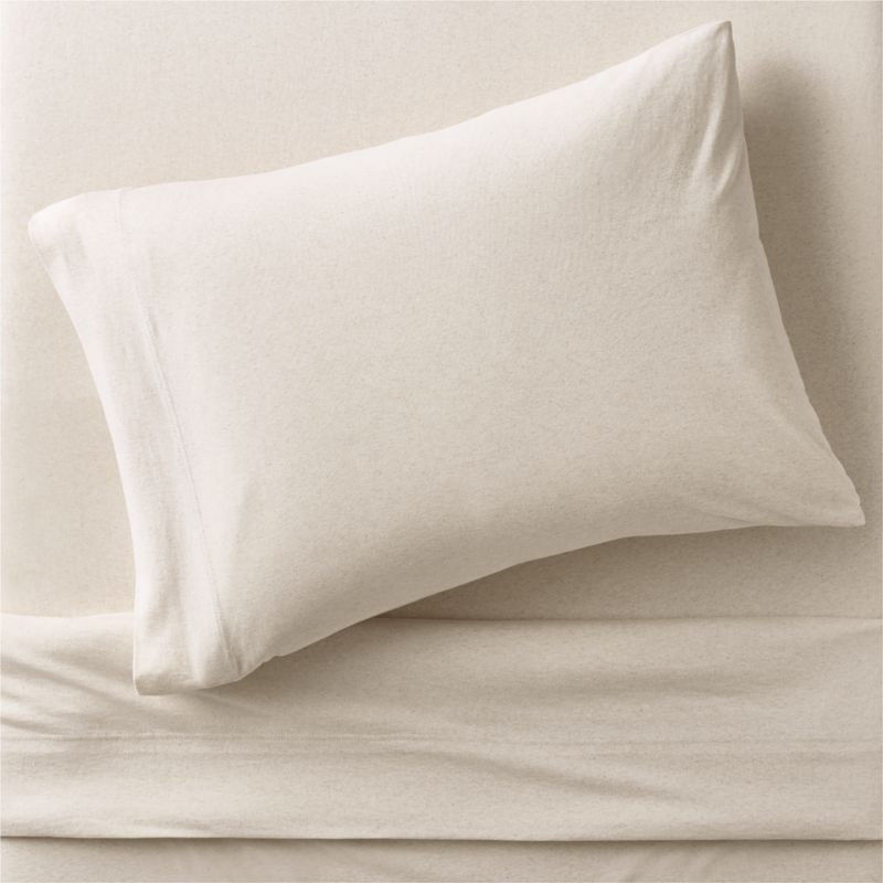 Modern Comfy Tee Beige Organic Cotton Jersey Kids Twin Sheet Set + Reviews | Crate & Kids | Crate & Barrel