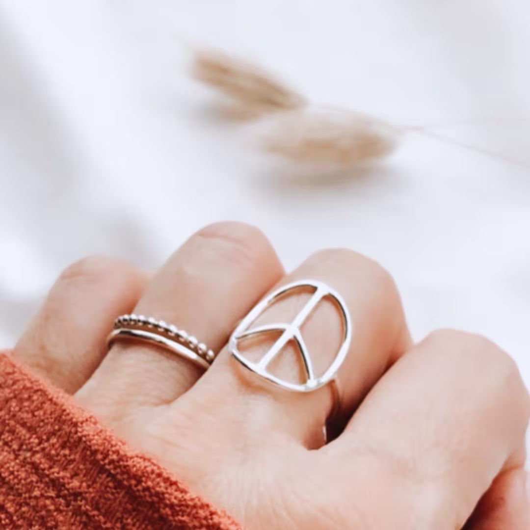 Oval Peace sign  Ring | Etsy (US)