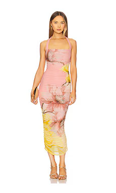 AFRM Indina Halter Dress in Coral Bloom from Revolve.com | Revolve Clothing (Global)