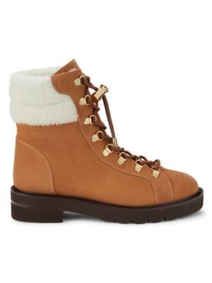 Stuart Weitzman Rockie Lift Chill Leather &amp; Shearling Ankle Boots on SALE | Saks OFF 5TH | Saks Fifth Avenue OFF 5TH (Pmt risk)