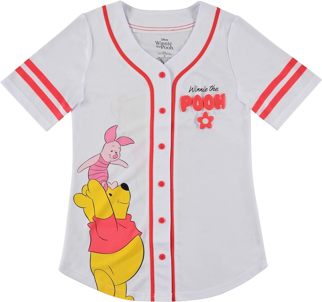 Disney Ladies Pooh Baseball Jersey - Vintage Winnie The Pooh Mesh Button Down Baseball Jersey - W... | Amazon (US)