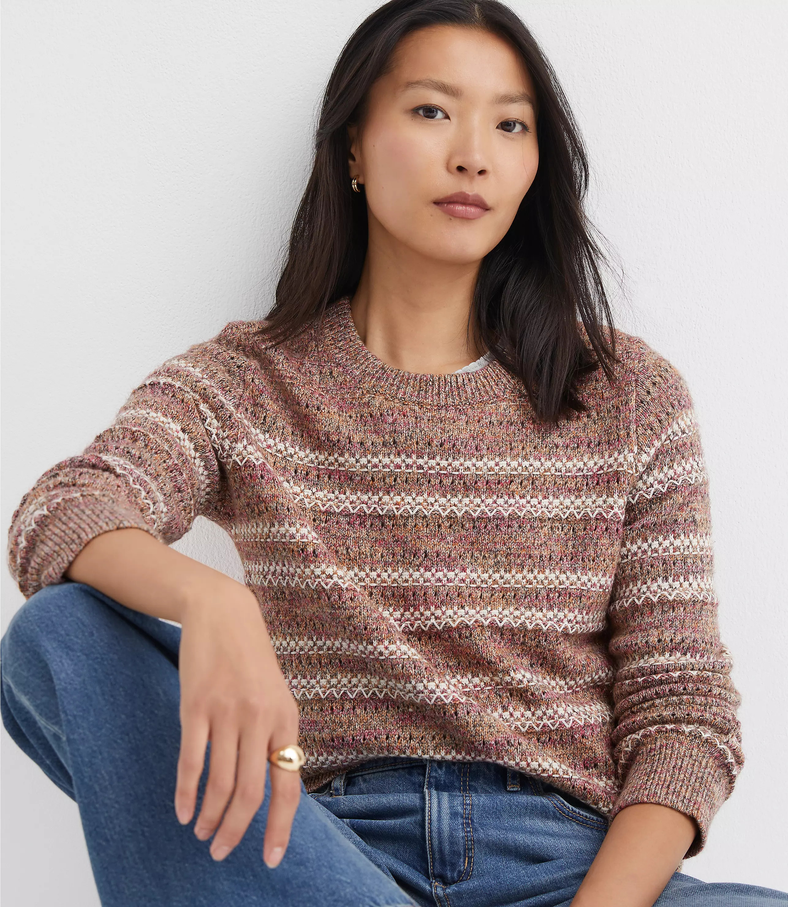 Multicolored Stitchy Sweater | LOFT