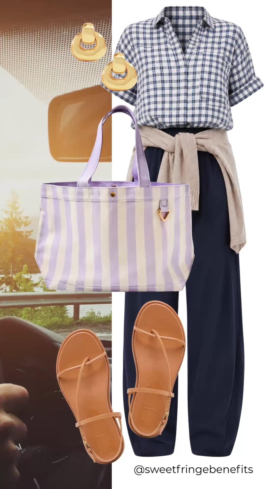 This plaid short-sleeve shirt is an easy travel staple, especially with relaxed navy pants. Add a lightweight sweater for layering, tan sandals, and a striped tote for a comfortable, pulled-together look on the go.

💡 LTK MADE EASY
❤️ Heart = Support my posts!
🔖 Save = Get sale & restock alerts
📋 Lists = Keep favorites organized
📲 Share = Send lists and products to a friend. Hello, Christmas List!
💬 Comment = Ask me anything about what I'm wearing.:-)

#LTKootd #LTKTravel #LTKOver40