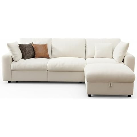 Modular Sectional Sofa Cloud Couch,Down Filled Comfy Cloud Modern Sofa,White Linen L Shape Oversi... | Amazon (US)