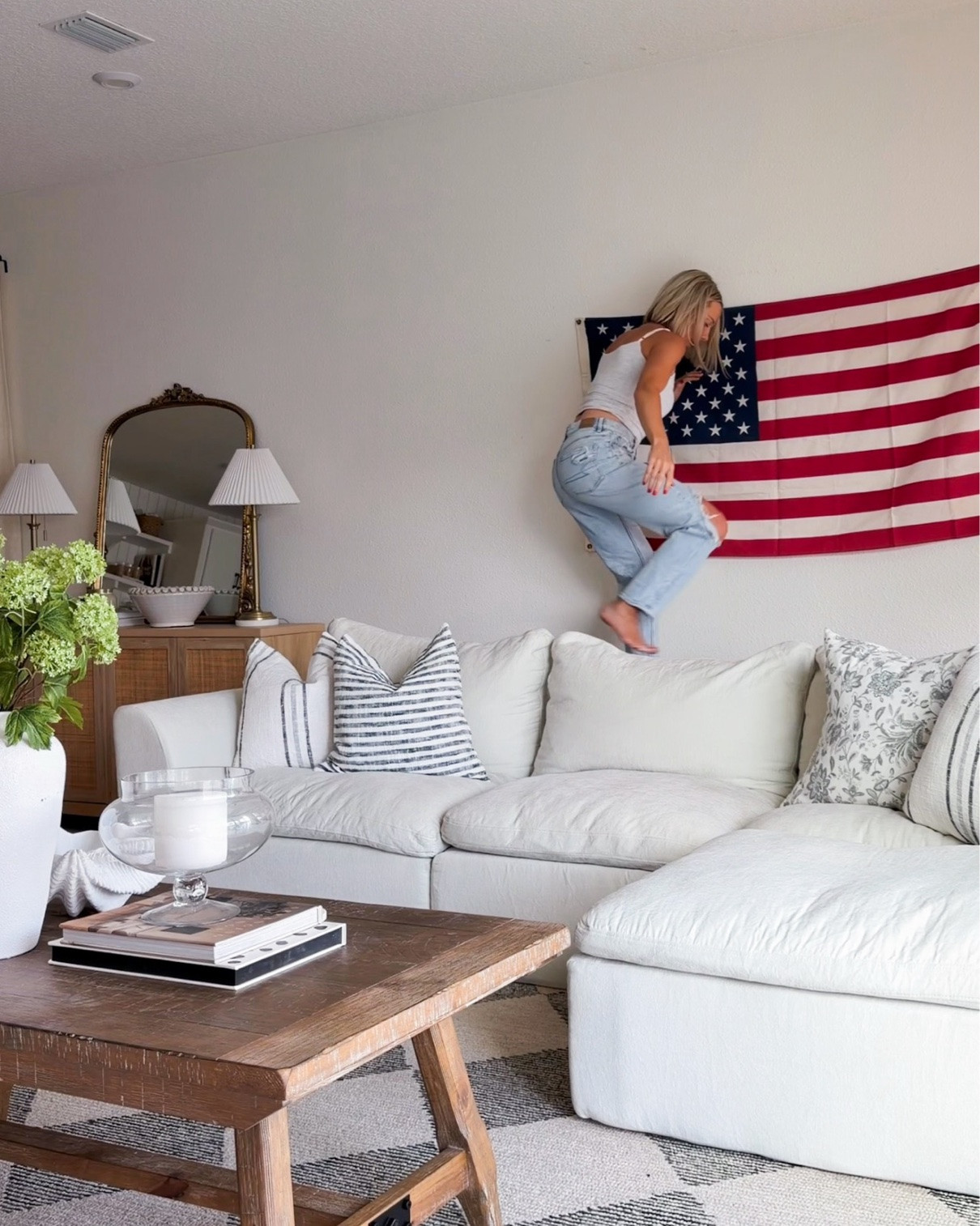 Photos from today, styling my home for summer 🇺🇸🐚🦞🌊 Americana, simple home, kitchen styling, livingroom

#LTKdayinmylife #LTKHome #LTKSeasonal