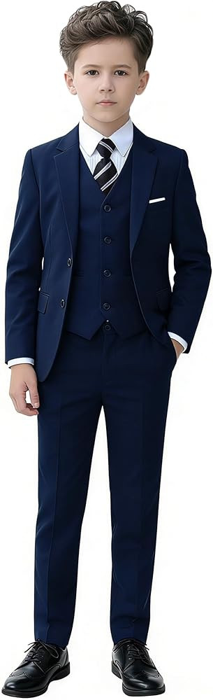 YuanLu Boys Suit for Kids Tuxedo Wedding Ring Bearer Outfit, 5 Piece Boy Slim Fit Formal Suits wi... | Amazon (US)