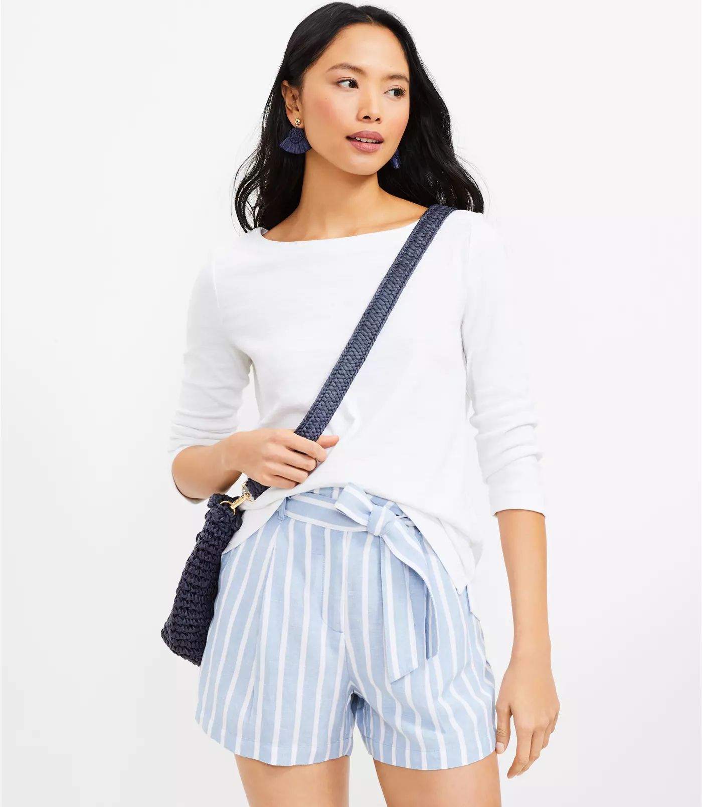 Paperbag Shorts in Stripe | LOFT | LOFT