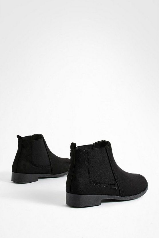 Suedette Flat Chelsea Boots | Boohoo.com (US & CA)
