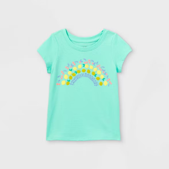 Toddler Girls' Fruit Rainbow Short Sleeve T-Shirt - Cat & Jack™ Teal | Target