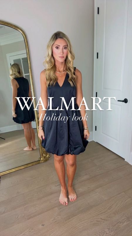 Walmart holiday outfit. Size small in dress, could have done XS. This blazer is amazing material, would be so cute with jeans or black pants. Holiday party. Holiday look. Christmas party. Christmas outfit

#walmartfashion @walmart

#LTKHoliday #LTKVideo #LTKSeasonal