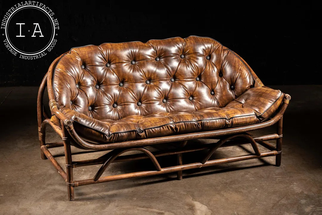 Vintage Naugahyde Rattan Sofa - Etsy | Etsy (US)