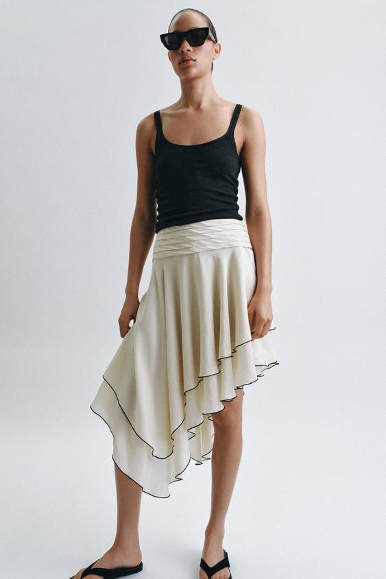 ASYMMETRIC RUFFLED SKIRT ZW COLLECTION | Zara US