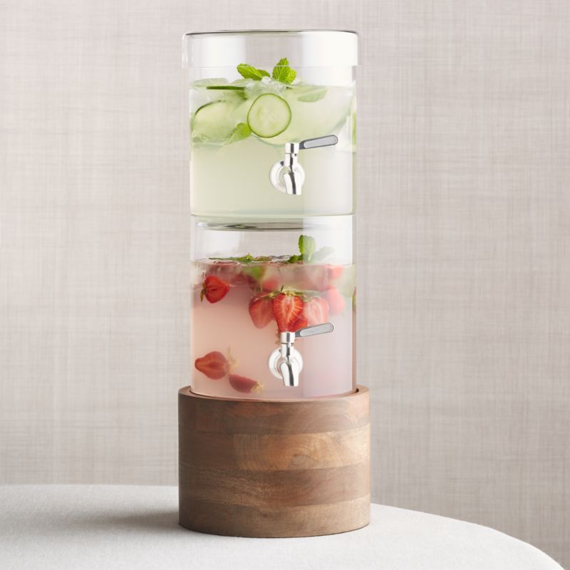 Stacking Drink Dispenser with Brooks Wood Stand + Reviews | Crate & Barrel | Crate & Barrel