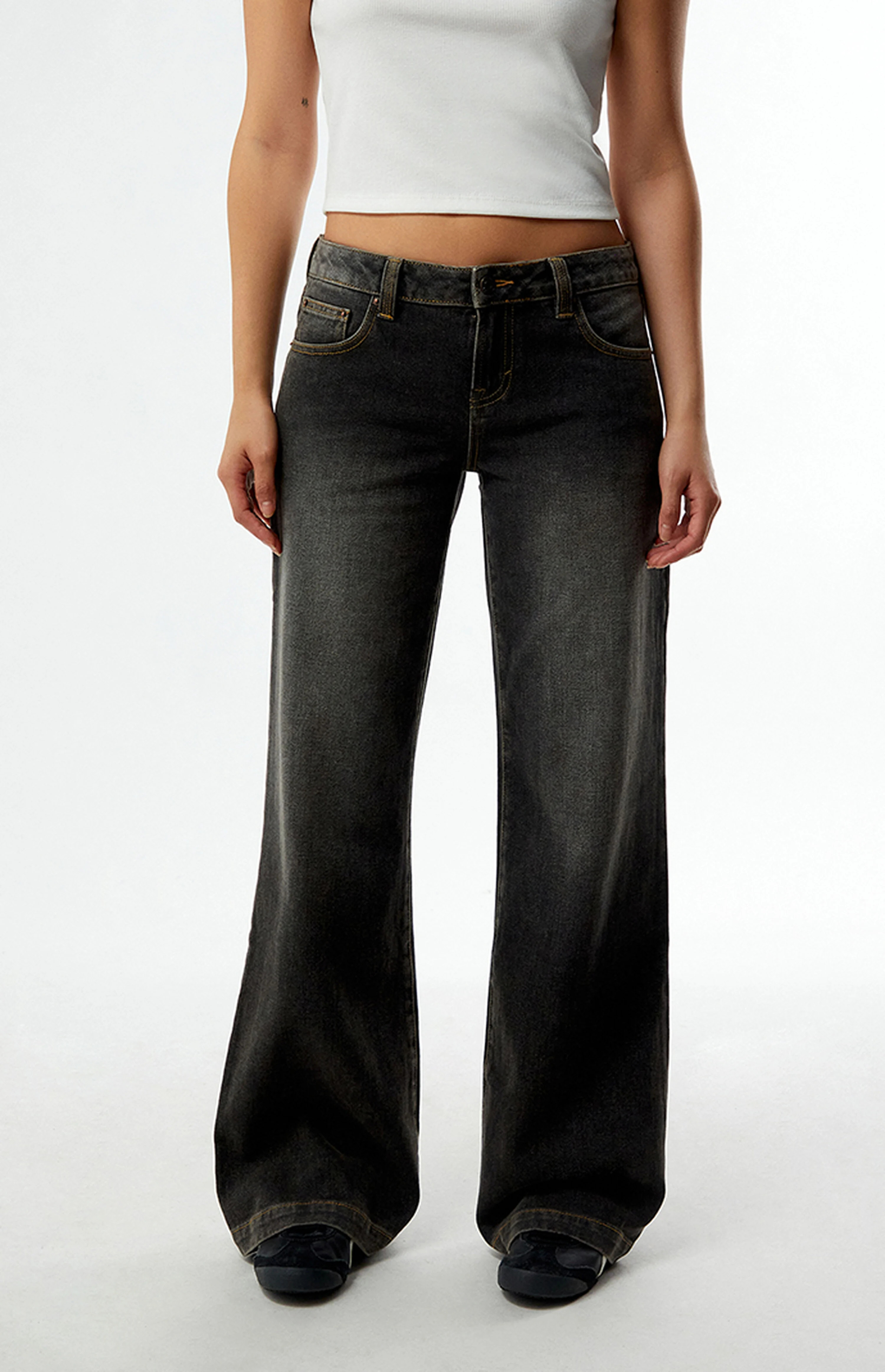 Pacsun Charlie Low Rise Baggy Bootcut Jeans Washed Black | PacSun