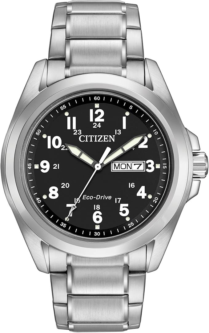 Citizen Men's Eco-Drive Weekender Garrison Field Watch in Stainless Steel, Black Dial, Arabic Mar... | Amazon (US)