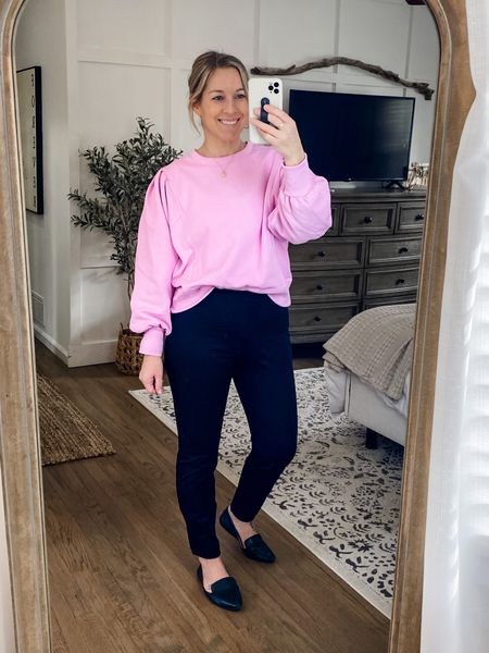 Target style Valentine’s Day Outfit. 
Pink sweatshirt, black ankle trousers, black flats

Everything is true to size!

#LTKstyletip #LTKunder50 #LTKFind