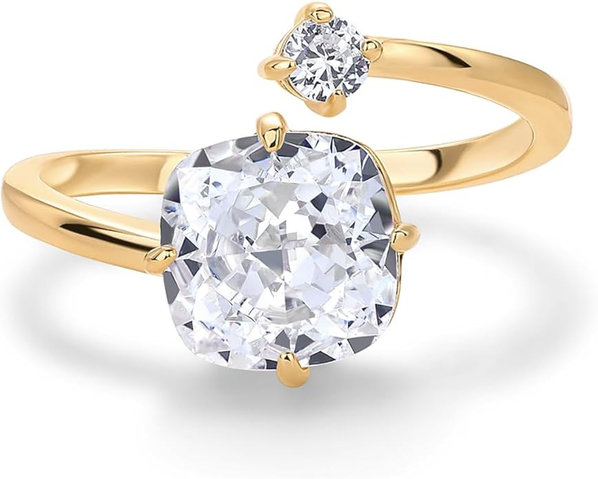 PAVOI 14K Yellow Plated Toi Et Moi 3CT Cushion Cut Cubic Zirconia Stone Wraparound Engagement Pro... | Amazon (US)