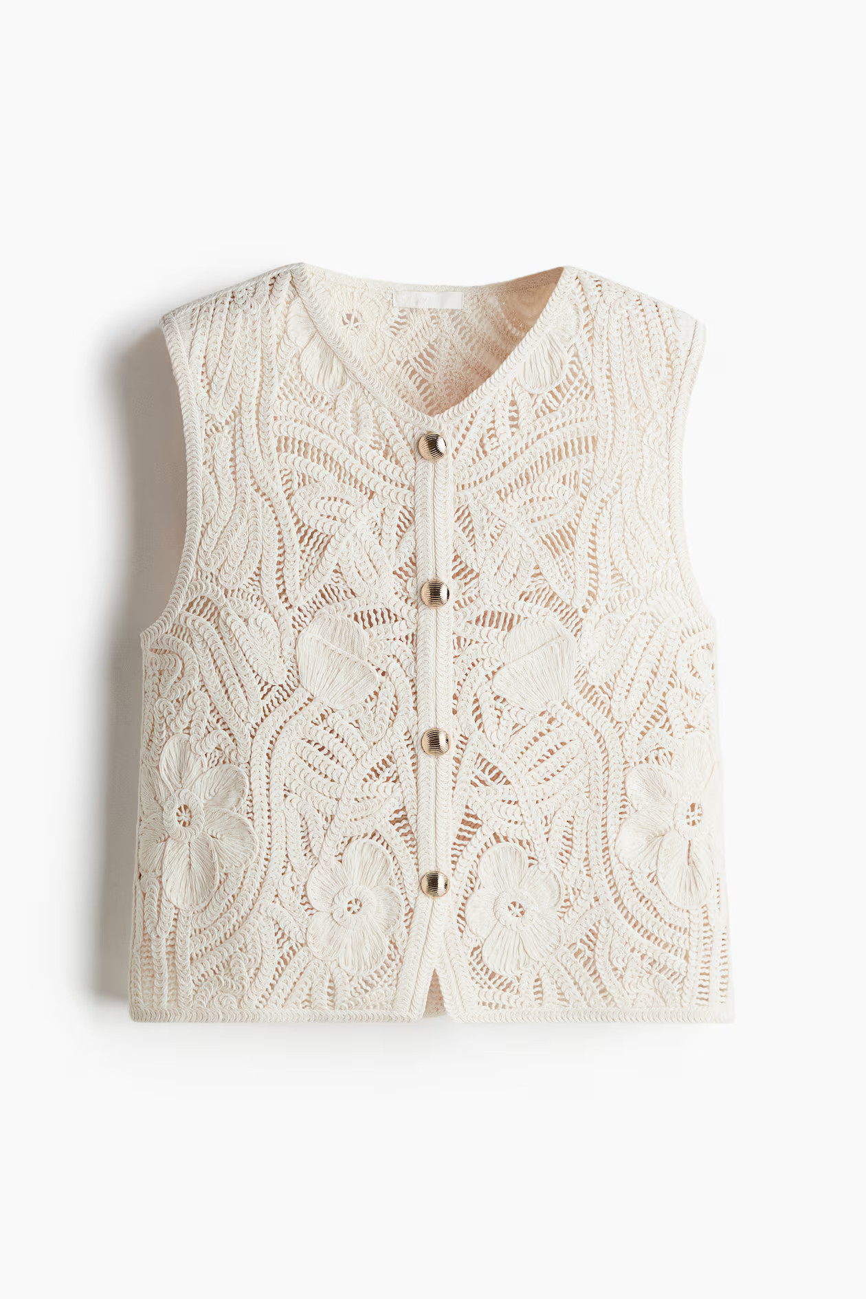 Crochet-Look Vest - Light beige - Ladies | H&M US | H&M (US + CA)