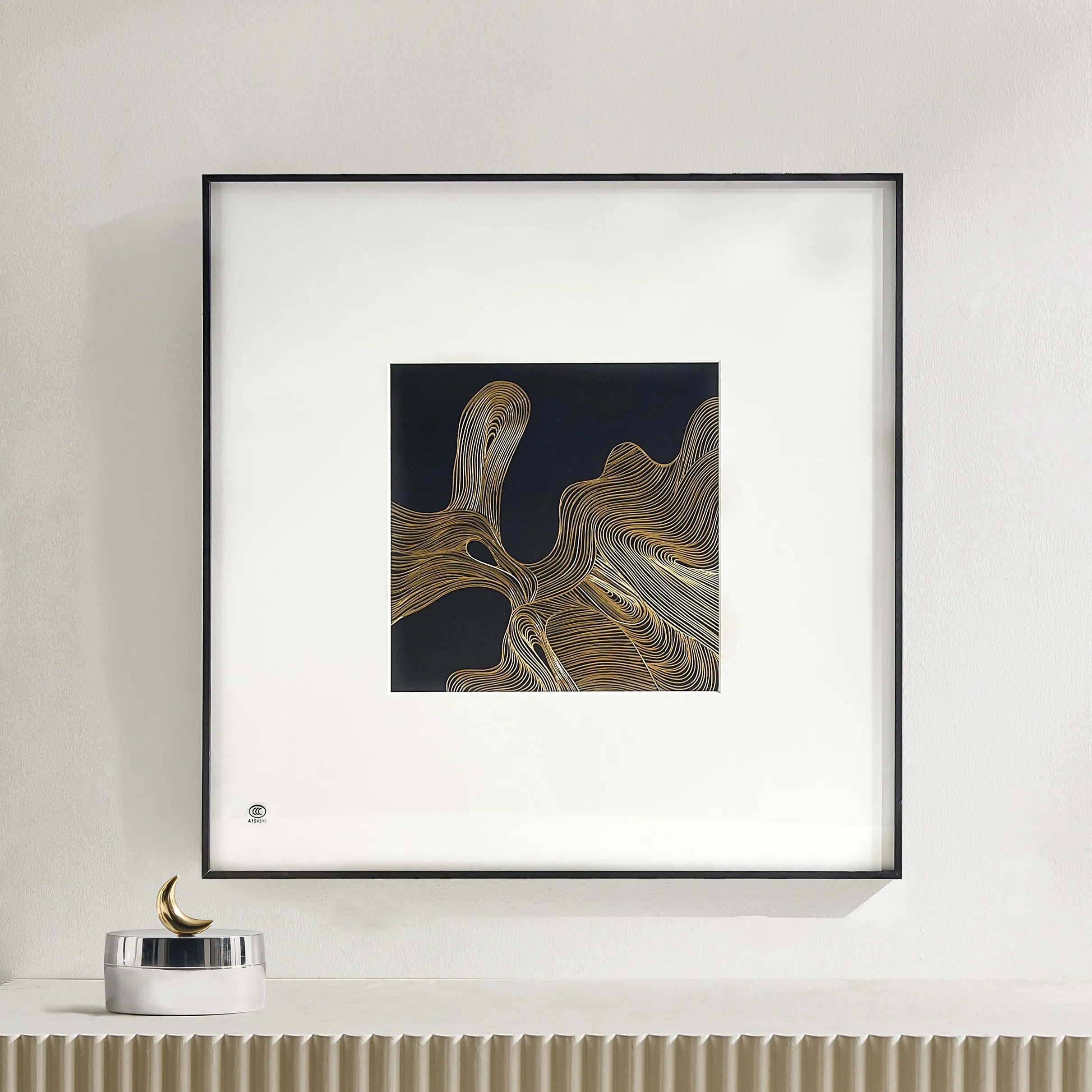 Etched in Gold | Black White Gold | Art | Z Gallerie | 23.5"W x 23.5"D x 1.5"H | Hand-carved copper art | Z Gallerie