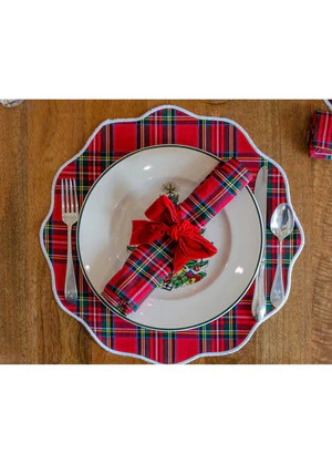 Placemat/Napkin 4/pc Set - Red Plaid/White Set | sailor-sailor