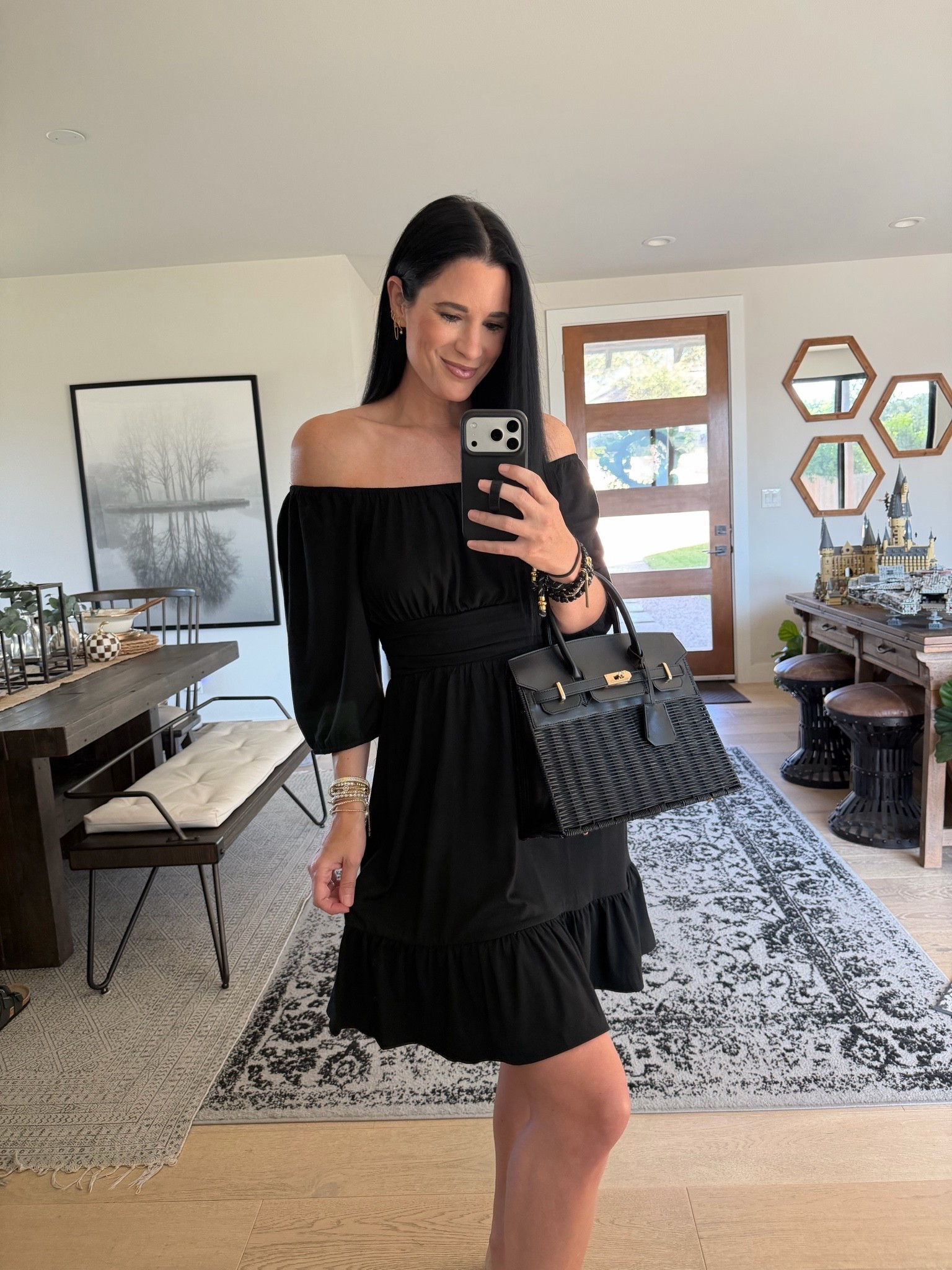 This is such a cute mini dress to transition into fall. I’m wearing a size small.

My handbag is 20% off with code 20ASHLEY
