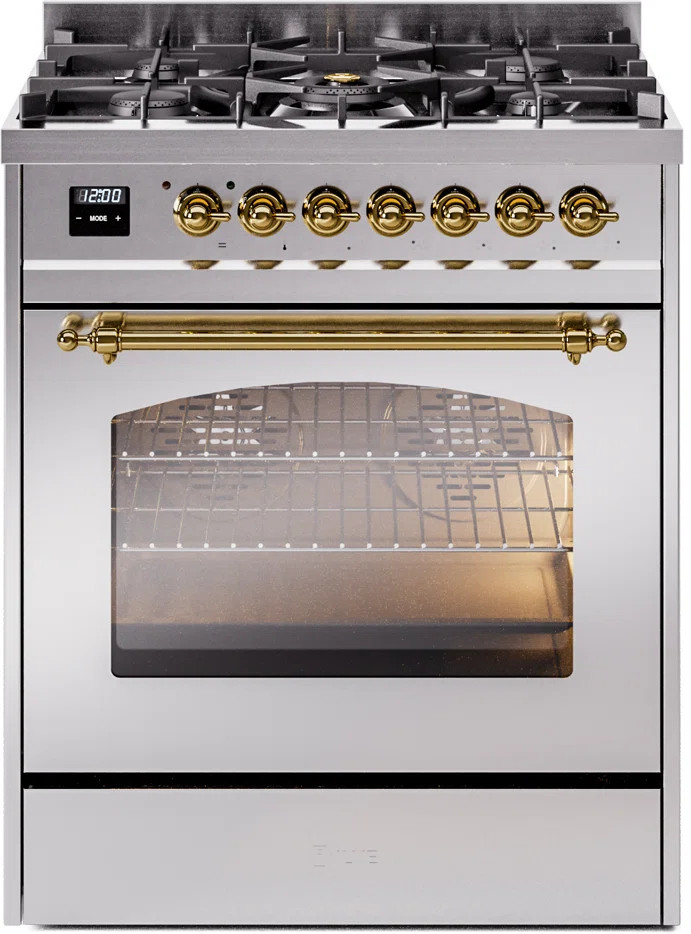 ILVE Nostalgie II Series 30 inch Dual Fuel Range with 5 Sealed Burners (Glass Door) UP30NMPSSG | Wayfair North America
