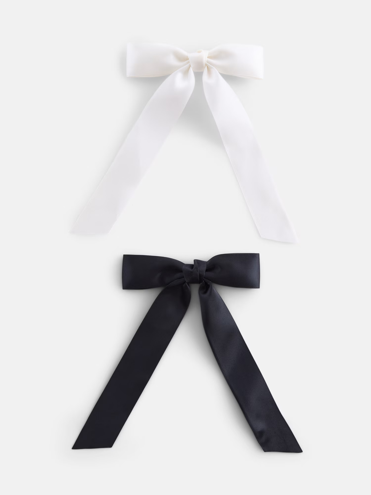 Wonder Nation Girls Skinny Satin Hair Bows, 2-Pack, Ivory/Black | Walmart (US)
