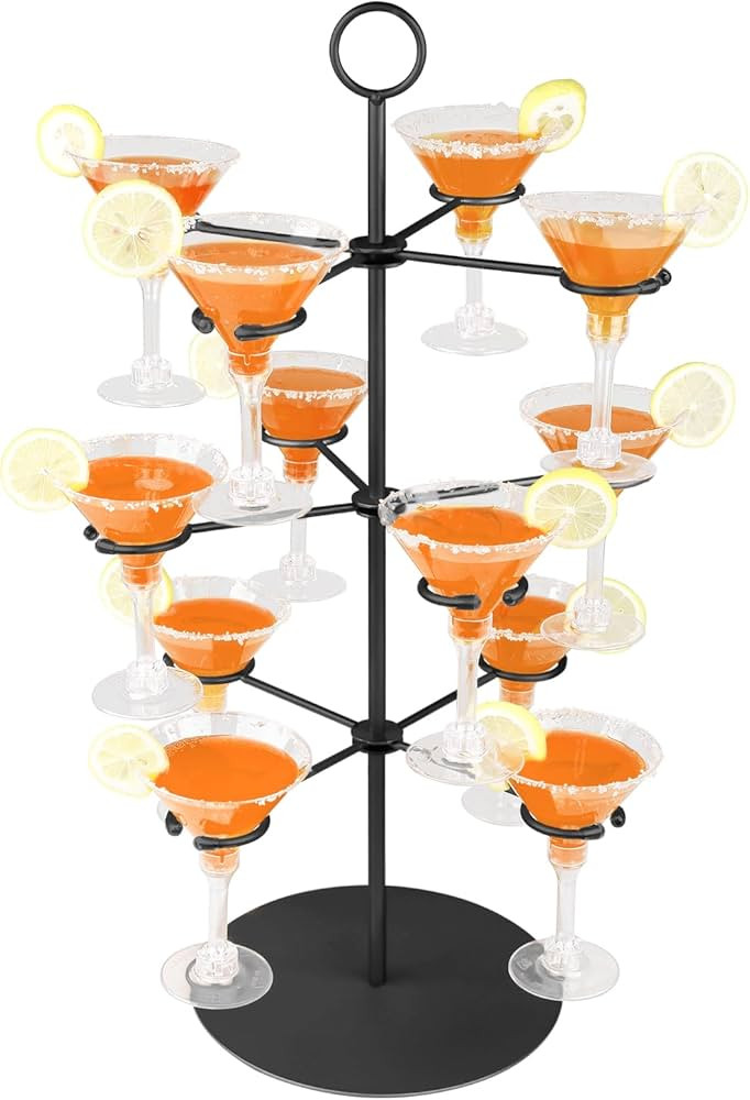 Cocktail Tree Stand for Parties Brunch,3 Tiers 12 Holders Drink tower Wine Glass Holder Stand,Cha... | Amazon (US)