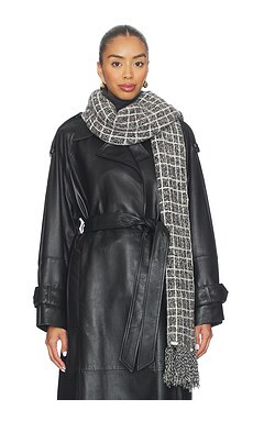 Varley Lindsey Check Knit Scarf in Charcoal Marl from Revolve.com | Revolve Clothing (Global)