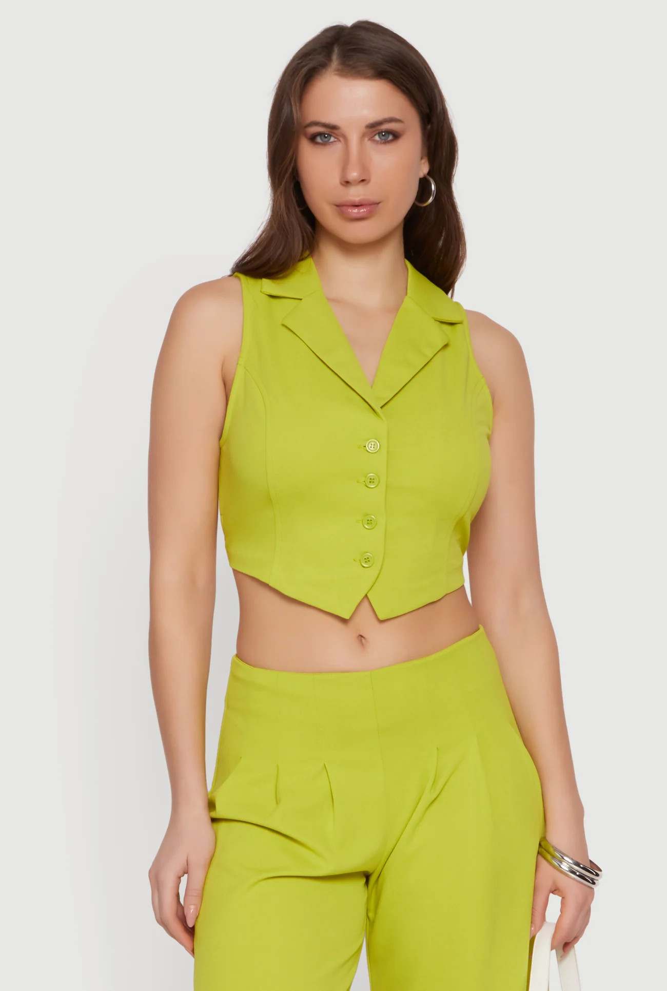Crepe Knit Tie Back Cropped Blazer Vest | Rainbow Shops
