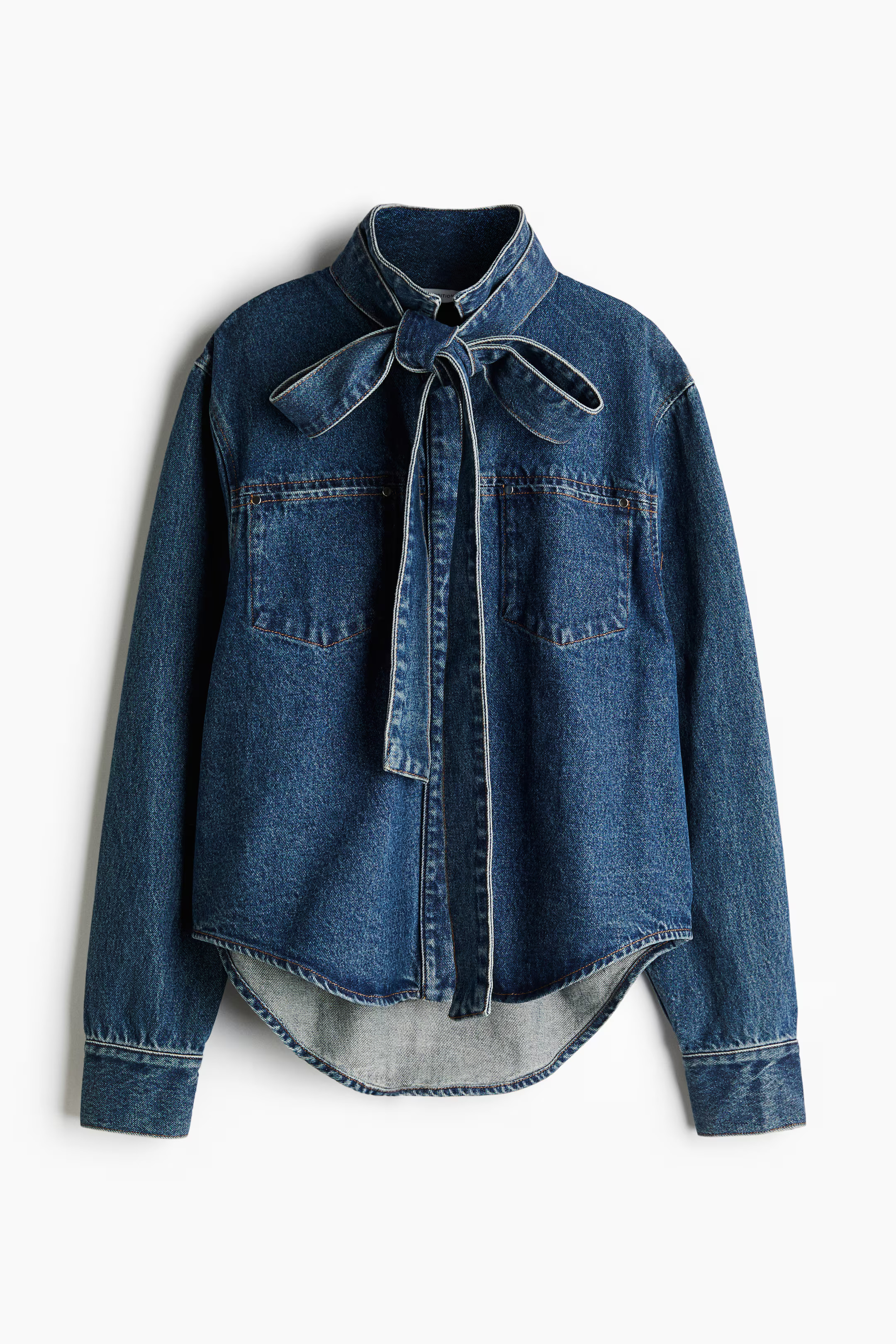 Tie-neck denim shirt | H&M (UK, MY, IN, SG, PH, TW, HK)