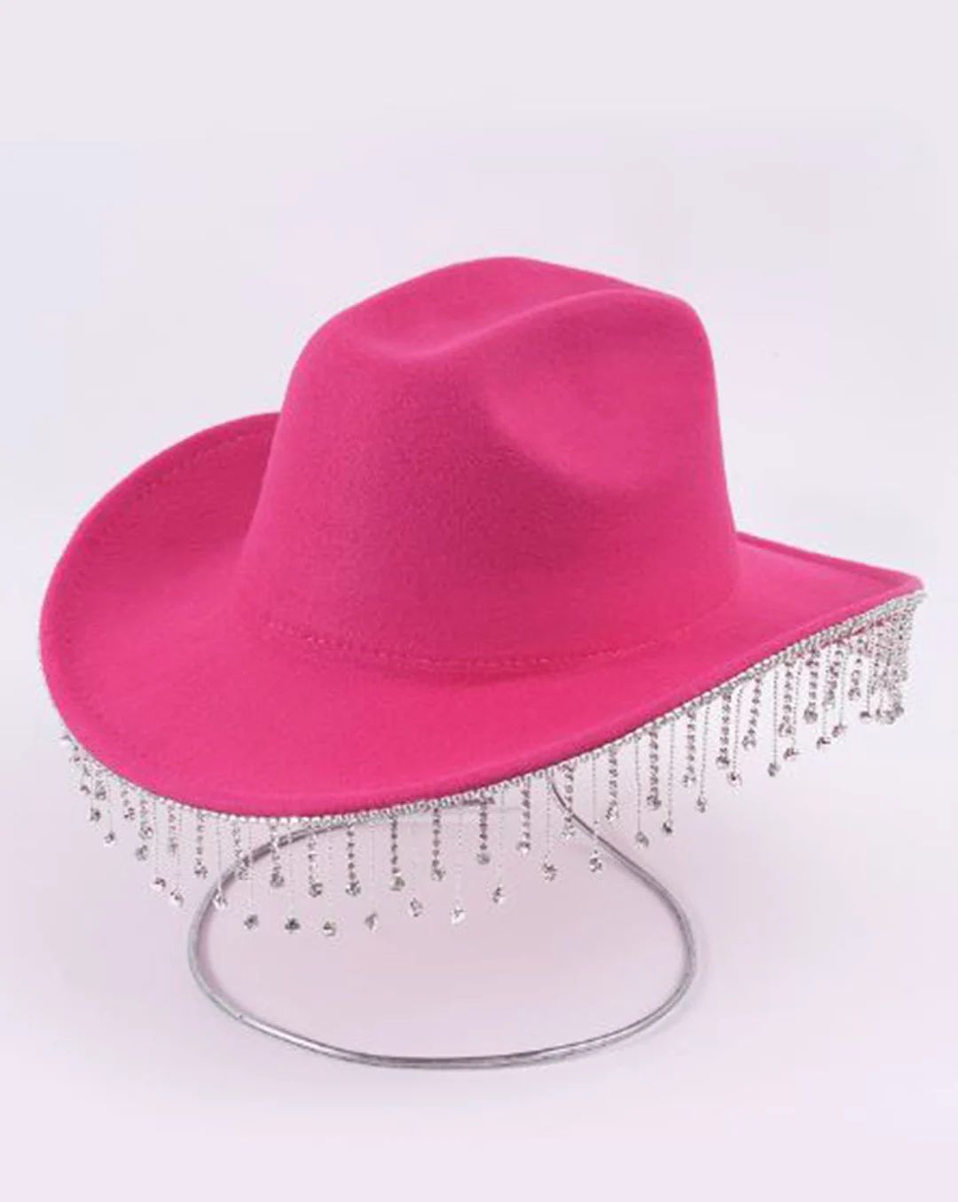 Pink Rhinestone Cowgirl Hat Bling Diamond Fringe Cowboy Hat - Etsy | Etsy (US)