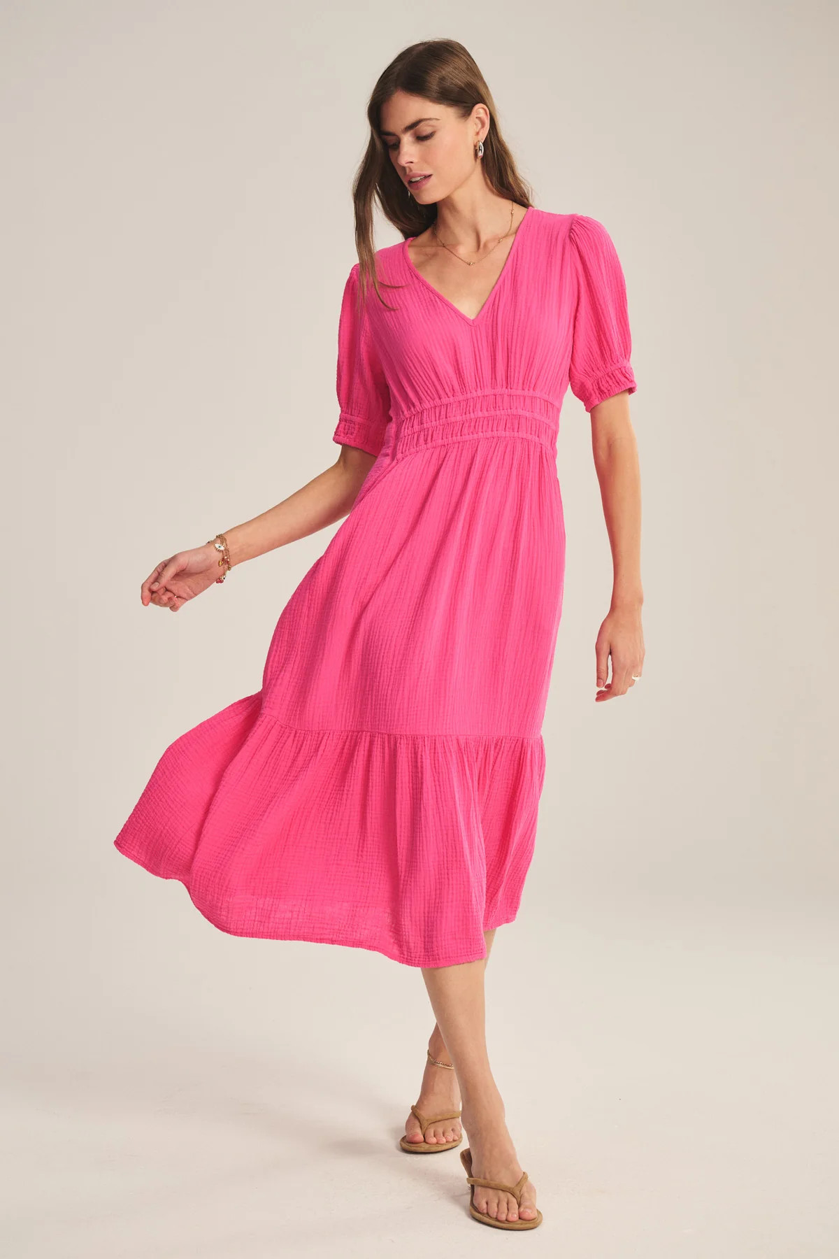 RIVELLE COTTON GAUZE TIERED MIDI DRESS | Velvet by Graham & Spencer