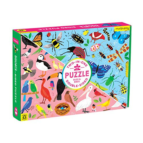 Mudpuppy Bugs and Birds Double-Sided Puzzle, 100 Pieces, 22” x 16.5” – Perfect Family Puzzle for Ages 6+ - Colorful Illustrations of Birds on One Side and Bugs on the Other, Multicolor (0735363749) | Amazon (US)