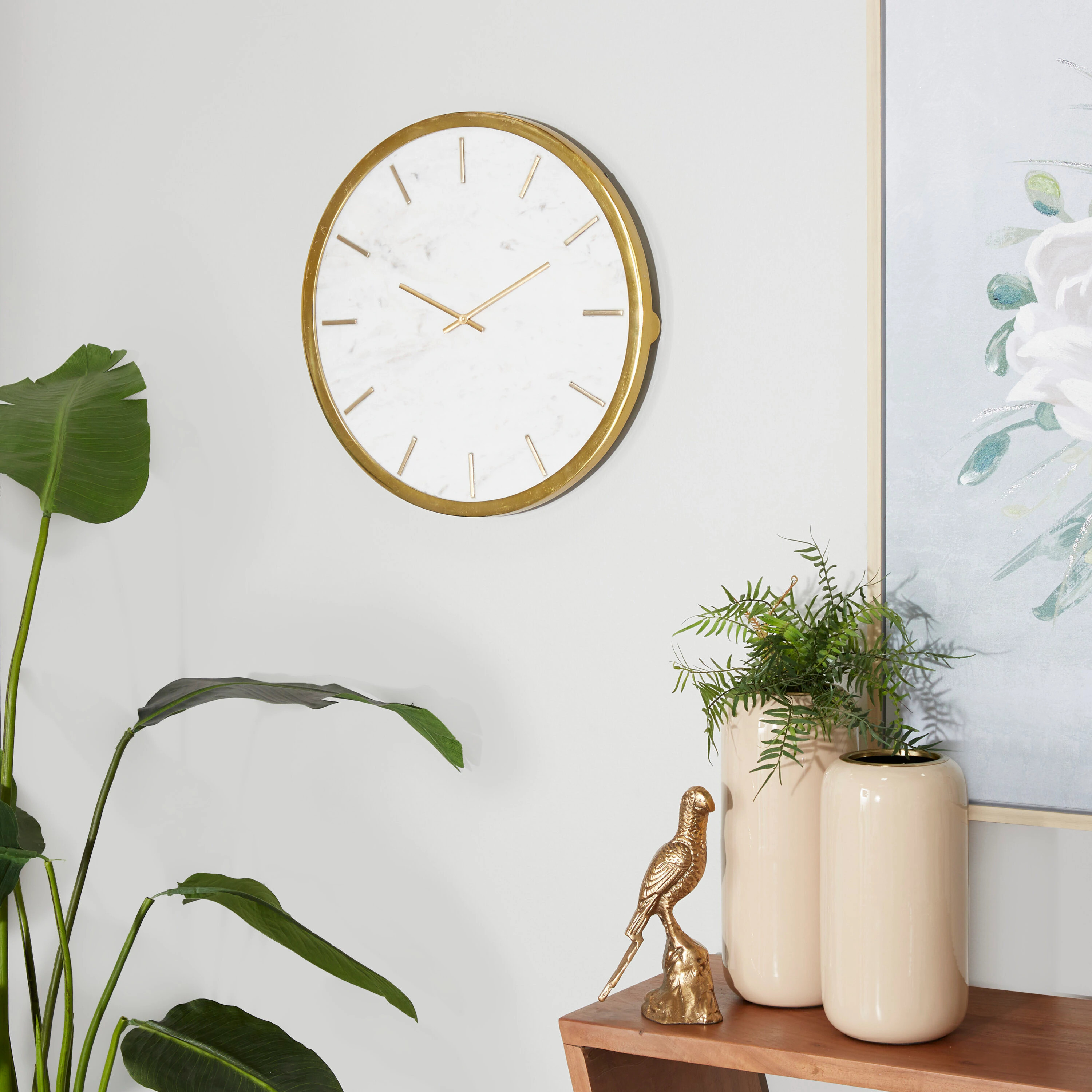 Grayson Lane Analog Round Wall Glam Marble in Gold | 89594 | Lowe's