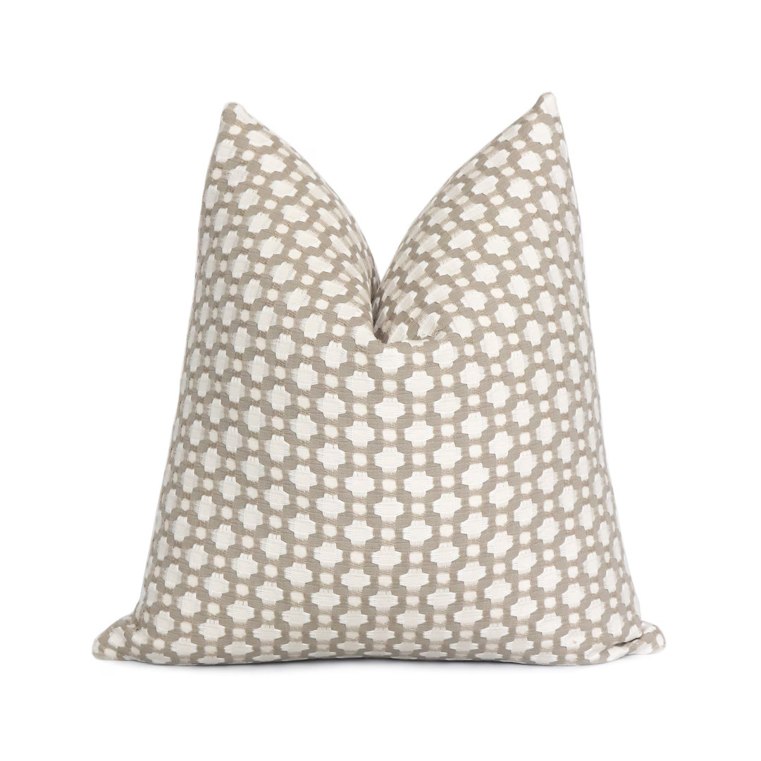 Schumacher Betwixt Stone Gray Throw Pillow Cover With Zipper, Square Euro Sham Cushion, Pillow Ca... | Etsy (US)