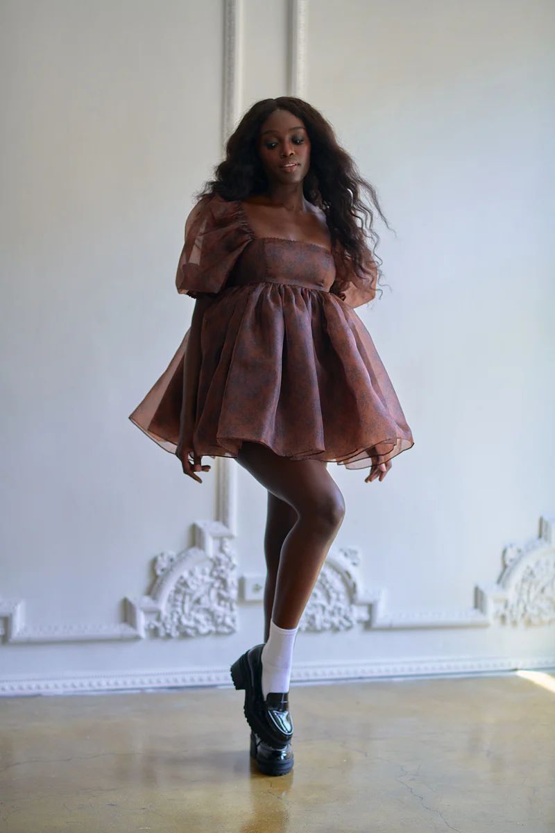 The Chocolate Lace Puff Dress | Selkie Collection