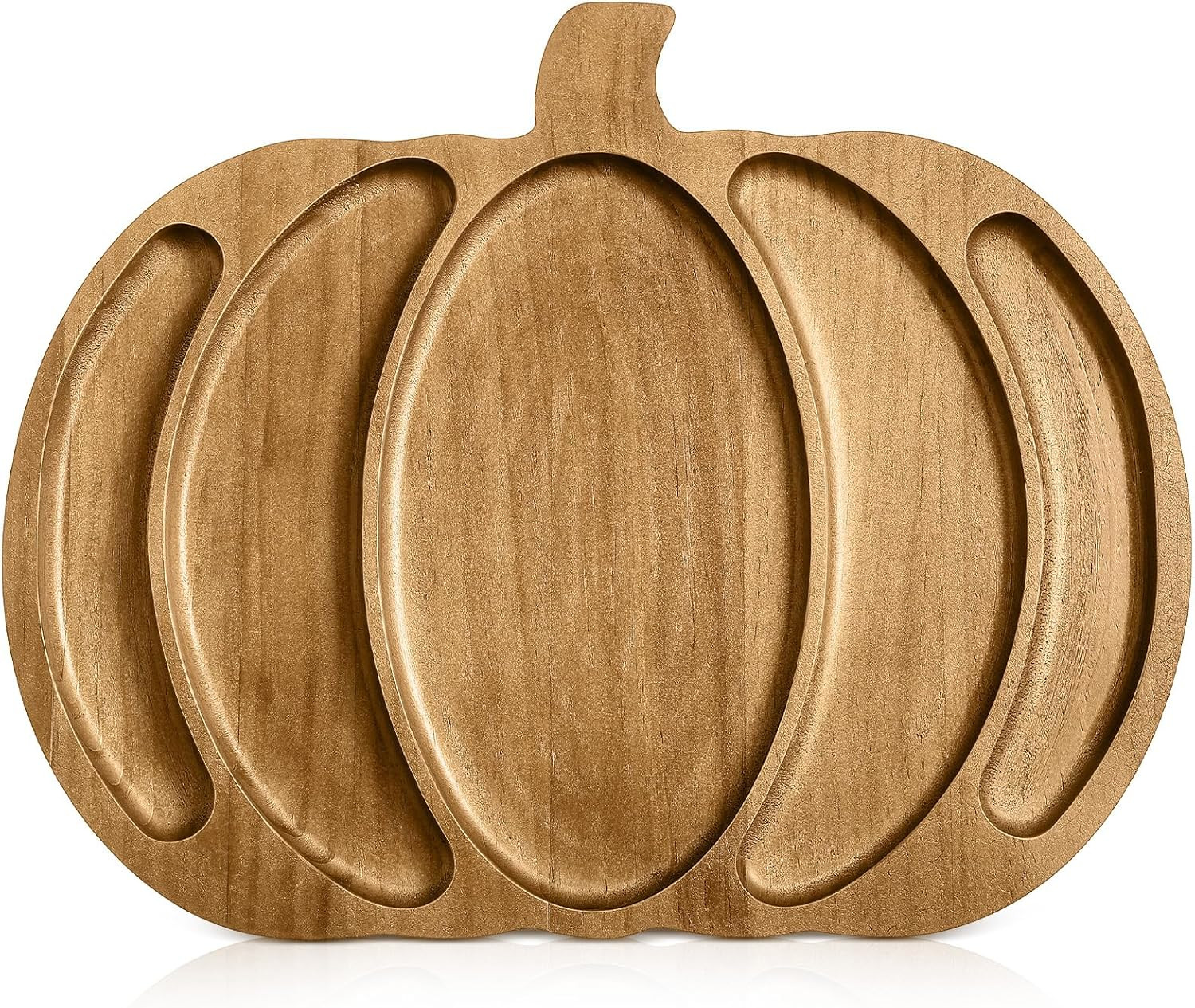 Sliner Fall Harvest Large Pumpkin Wooden Serving Platter 15x12 In Rustic Pumpkin Snack Fruit Meat Cheese Board Rustic Angle Shape Charcuterie Board Sectional Dish Plate for Thanksgiving (Walnut Color) | Amazon (US)