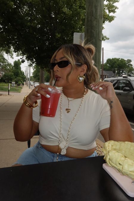 OOTD! Wearing a size 14 in the jean shorts. Top, bangles, and purse are from Extended Shop in Nashville and my earrings are sold out from Amazon 

#LTKmidsize #LTKstyletip #LTKfindsunder100