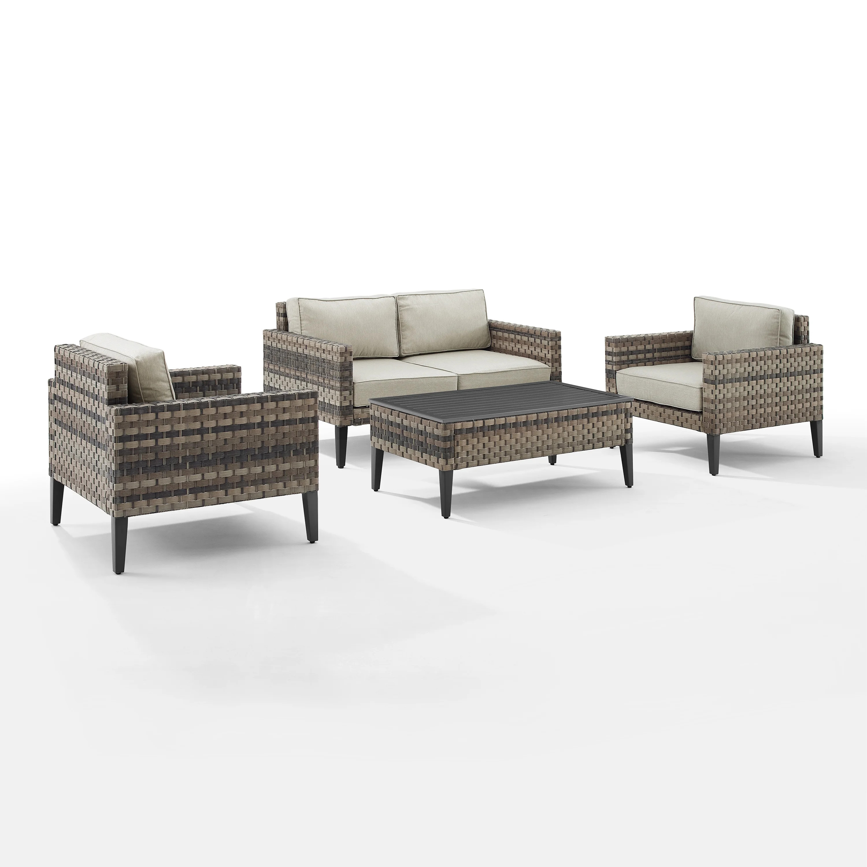 Crosley Furniture Prescott 4PC Wicker Conversation Set in Taupe/Brown - Walmart.com | Walmart (US)