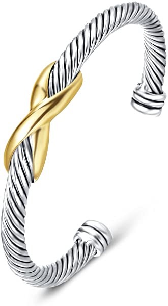 Bracelet Designer Brand Inspired Antique Women Jewelry Cross Cable Wire Bangle Christmas day Gifts | Amazon (US)