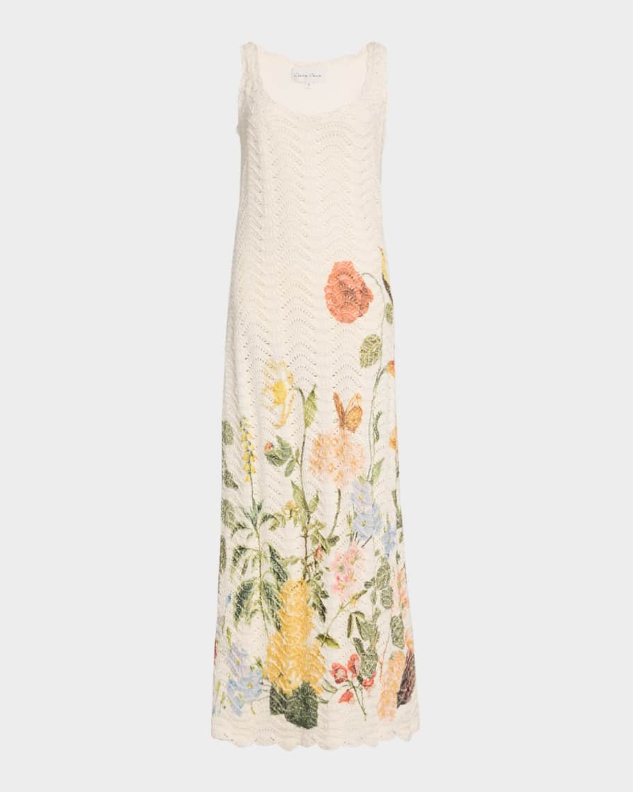 Orel Floral Crochet Knit Sleeveless Maxi Dress | Neiman Marcus
