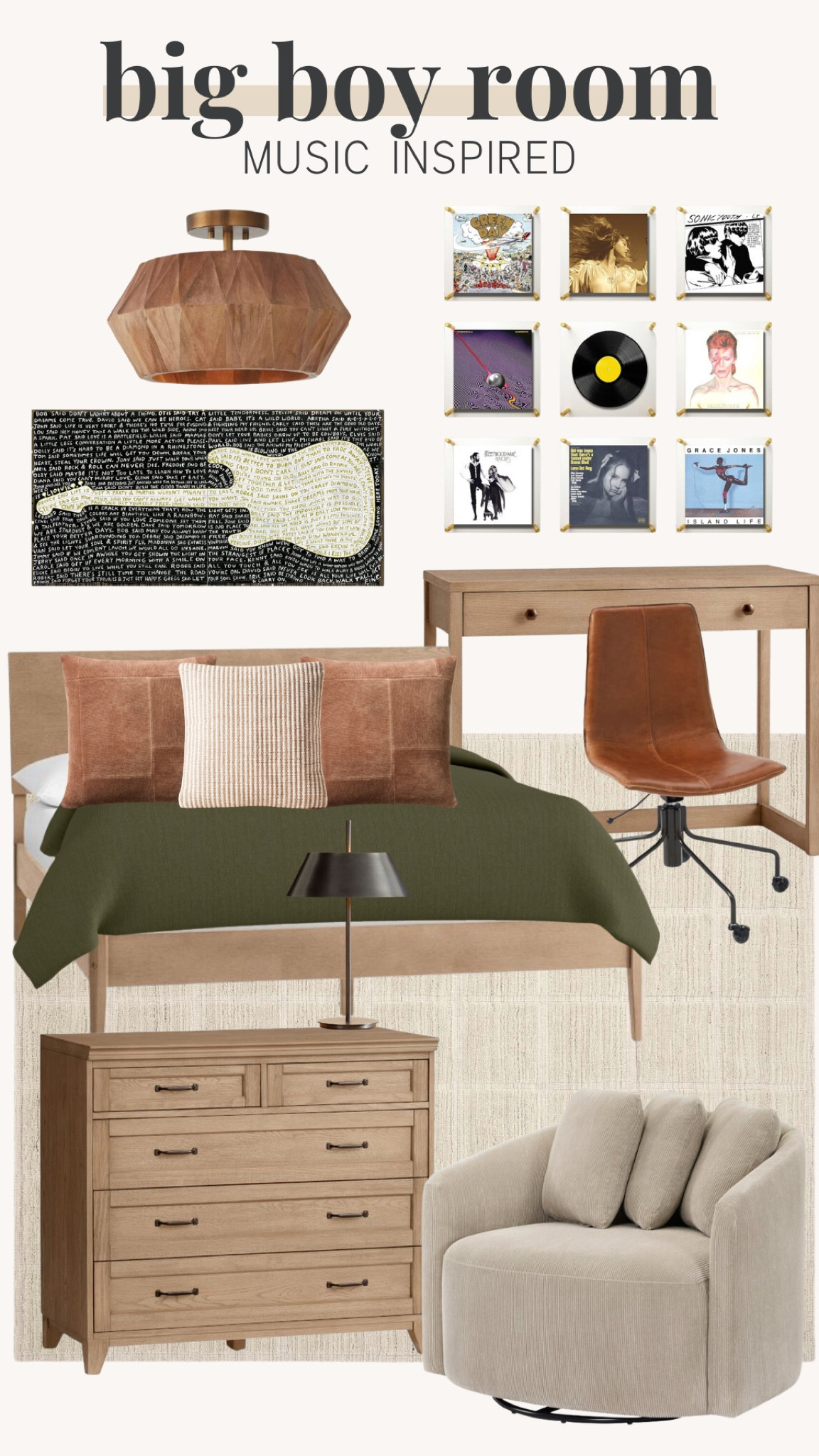 Music inspired big boys room! 




Bedroom, rug, dresser, bedding, accent chair, wall decor, ceiling lighting 

#LTKHome #LTKStyleTip #LTKSeasonal