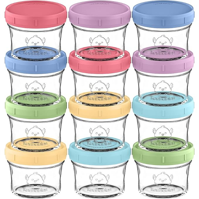 KeaBabies 4oz Glass Jars with Lids - 12pk Small Glass Baby Food Containers with Lids, Leak-Proof,... | Amazon (US)